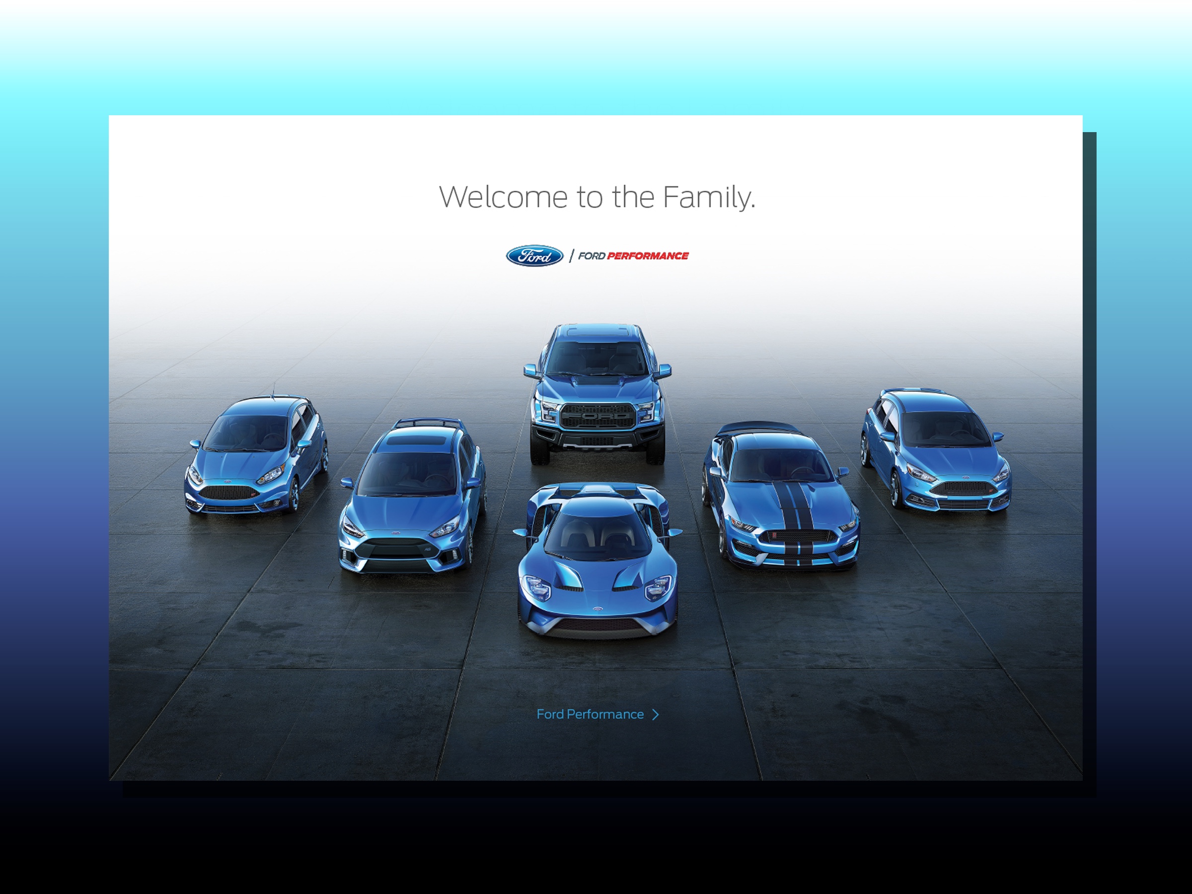 Ford Performance vehicle family arranged around the Mustang Shelby GT350
